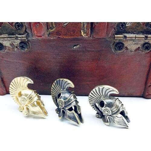 Brass Spartan Helmet Paracord Rope Beads Pendant Outdoor EDC Tool Flashlight Lanyard Hanging Jewelry DIY Bracelet Bead Accessory