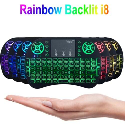 Mini i8 Wireless Keyboard 3 color backlit 2.4GHz English Russian French hebrew 7 colour backlight Touchpad Android TV Box