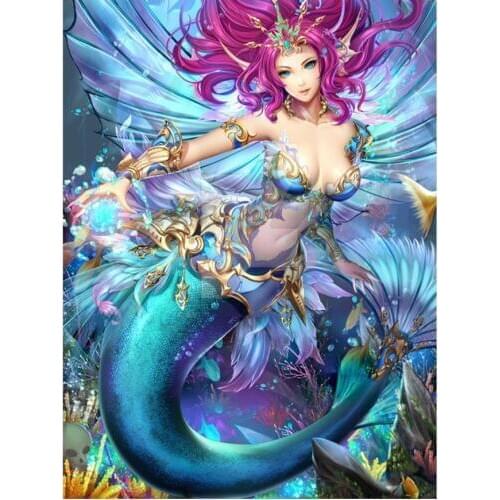 Cartoon girl diamond painting mermaid beauty rhinestone embroidery art mosaic sticker decor diamond dots poster wall paper craft