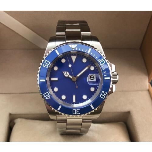 40mm geervo Sapphire Glass blue ceramic Bezel Automatic Self-Wind movement Men Watches Blue dial Mechanical watches gr292-g8