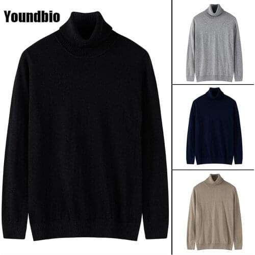 2021 New Style Knitted Sweater Men High Neck Solid Color Thin Section Pure Cotton Pullover Fashion Casual Business Men Sweater