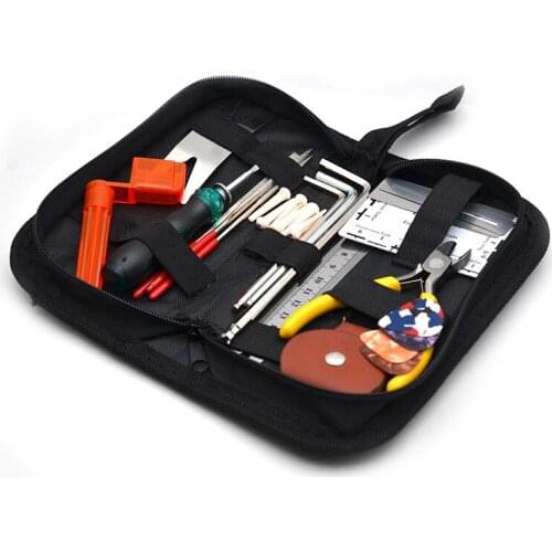 Guitar Repair Tool Kit Wire Plier Fingerboard Protector Hex Wrenches Files String Ruler Action Ruler Spanner Wrench Bridge Pins