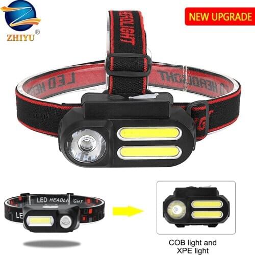 ZHIYU Headlamp Work Light Waterproof Portable Work Headlight XPE+2* COB Head Light USB Rechargeable Head Lamp Best for Camping