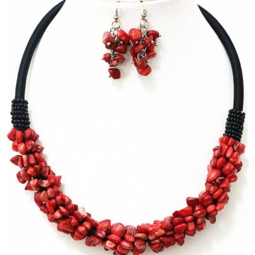 Natural red coral irregular gravel chips beads diy necklace earings for women high grade hot sale jewelry 18inch B520