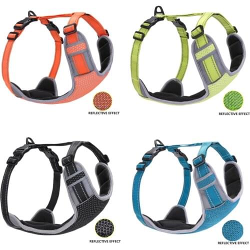 Nylon dog harness traction belt reflective vest type chest back breathable mesh chest strap out explosion-proof traction rope