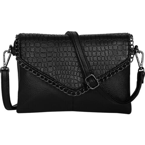 2020 new fashion envelope messenger bag crocodile pattern simple black bag hand bags women handbag