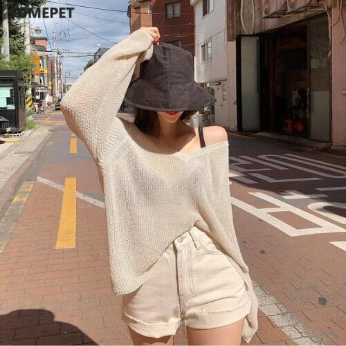 New Female Sweater Women Winter Pullover Knitting Overszie Long Sleeve Girls Tops Loose Sweaters Knitted Outerwear Thin Sexy