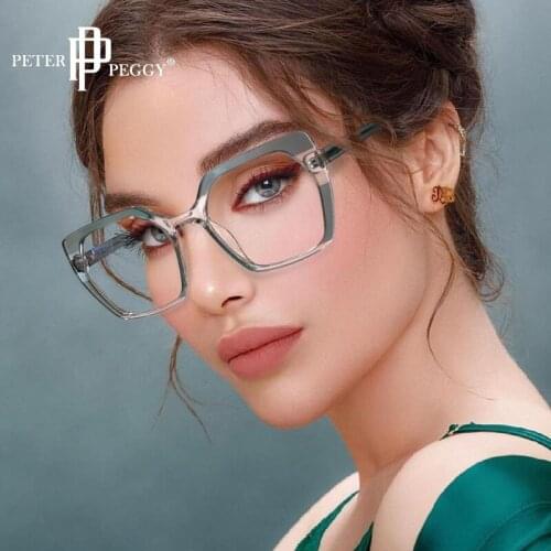 Oversized Square Computer Glasses Women TR90 Blue Light Blocking Eyeglasses Spectacle Frames Goggle Fashion Eyewear
