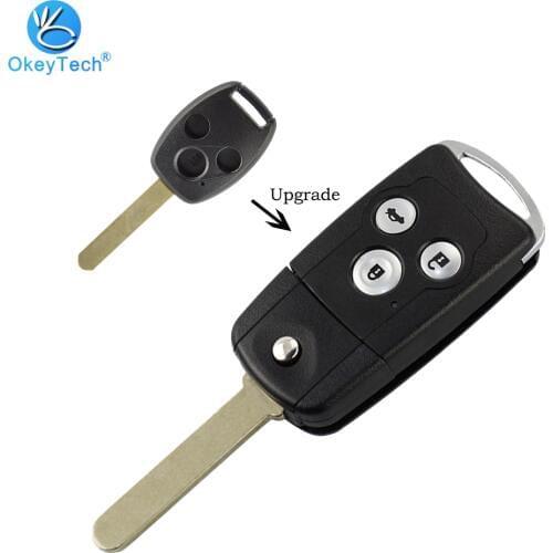OkeyTech for Honda Crv Civic City Accord Fit Jazz Accessories Flip Key Modified Replacement Housing for Honda Cover Case Fob