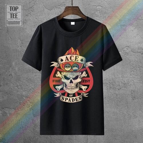 One Piece Spade Pirate Portgas D Ace Anime Manga Japan T Shirt Black Luffy