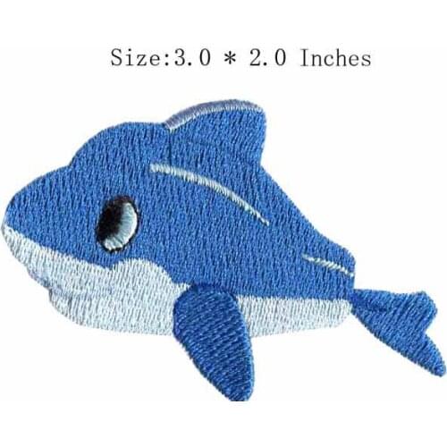 The blue color fish 3.0"wide embroidery patch for freedom/tail/eyes