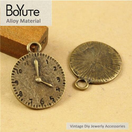 BoYuTe (50 Pieces/Lot ) 19MM Zinc Alloy Antique Bronze Pendant Clock Charms for Jewelry Findings Components Diy Handmade