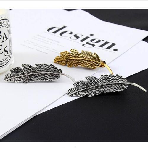 Retro Fashion Alloy Feather Hair Clip Leaves Hair Pins for Women Headwear Metal Hair Pin Woman Hair Jewelry Accessory