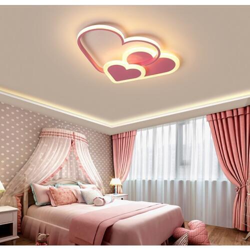 Romantic Heart Shape Ceiling Lights For Girls Room 110V Ceiling Light Princess Lamp Roof Light For Room Baby Room Girl Lamp