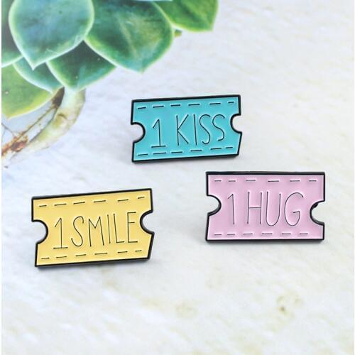 Family Coupon Smile Hug Kiss Creative Stamp Enamel Brooch Jackets Shirt Backpack Love Badge Anniversary Couple Romantic Gifts