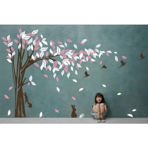 TV Background Mural Jungle Tree Removable Wall Art Stickers Kids Nursery Vinyl Decals Decor Large Bedroom Wallpaper D372