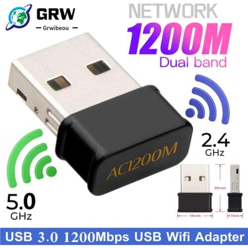 GRWIBEOU USB 3.0 Wifi Adapter 2.4G 5G 1200Mbps Wifi USB Ethernet Network Card Dual Band Wireless Wifi Dongle Receiver