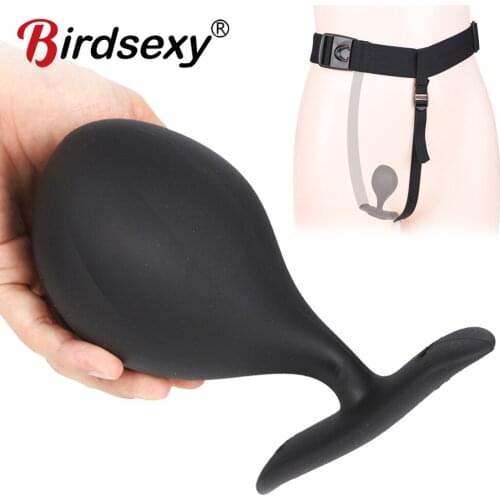 Silicone Inflated Anal Plug Dildo Huge Anal Plug Female Masturbator Vaginal Anal Dilator Man Prostate Massage Adult Sex Products