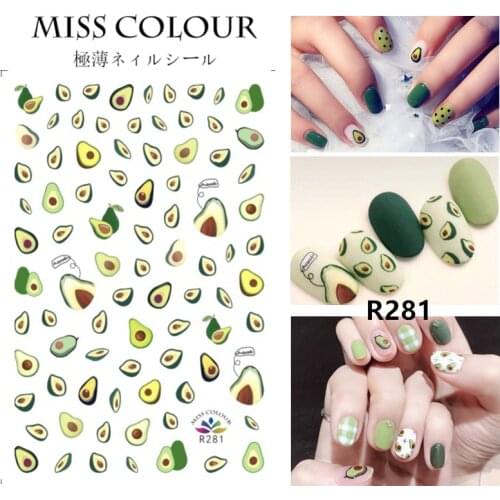 SUPER THIN SELF ADHENSIVE 3D NAIL ART NAIL SLIDER STICKER BLACK WHITE TROPICAL FRUIT CHERRY STRAWBERRY LEMON WATERMELON R281-288