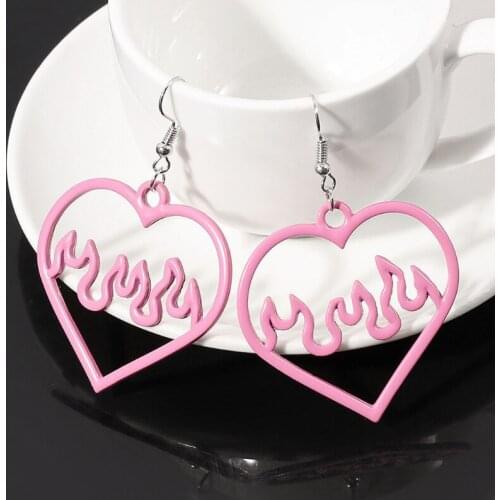 Unique Black Pink Peach Chain Acrylic Dangle Earrings for Adult Alloy Earring Presents for Girlfriend Ear Adornments
