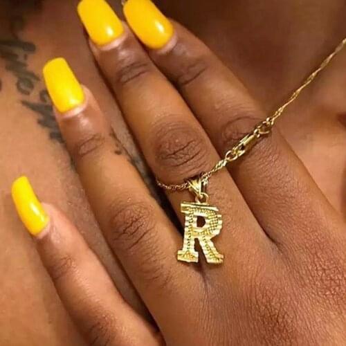 Y2k Jewelry 26 English Letter Necklace for Women Metal Punk Hip Hop Fashion Vintage Necklace Charms 90s Aesthetic 2021Gifts