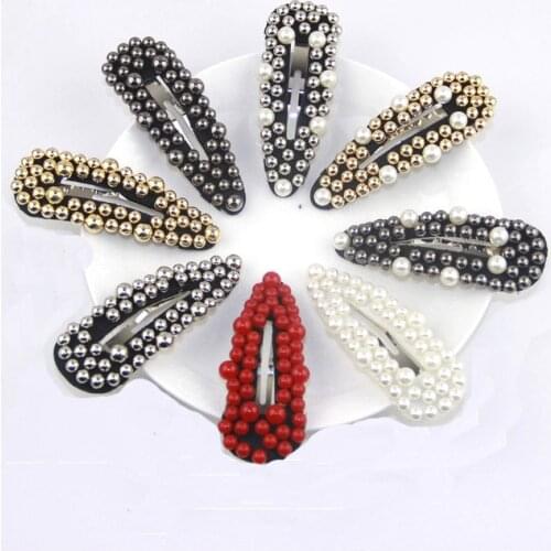 2019 Korea Women Pearl flower Hairpins Vintage Long Barrettes Hair Clip Crystal Metal Hollow Hair Accessories Hairgrip hairgrips