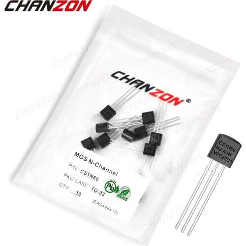 10pcs CS1N60 TO-92 N-Channel Mosfet Bipolar Junction Transistor BJT SIC Mos Fets Triode Tube 1A 600V DIY Integrated Circuits