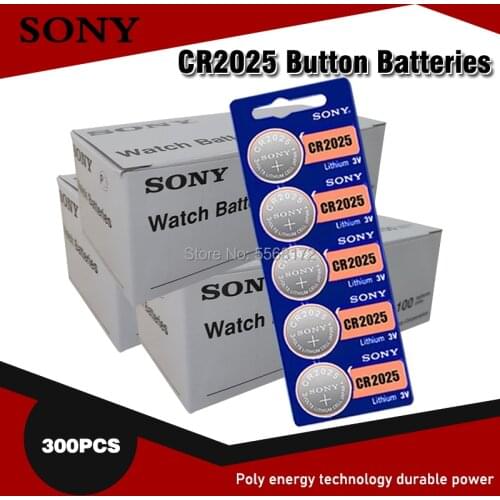 300PCS SONY Original CR2025 Button Cell Battery 3V Lithium Batteries CR 2025 for Watch Remote Toy Computer Calculator Control