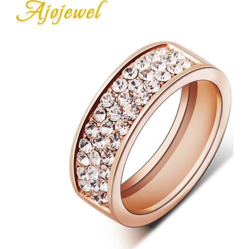 Ajojewel USA Size 6.5--8--9 Crystal Ring Lovers Color Women Or Men Wedding Rings Jewelry Anel 2018 New Trendy Accessories