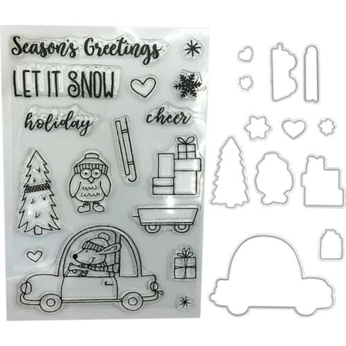 Car gifts Clear Stamps Seal+Cutting Dies Stencil Set DIY Scrapbooking E56E