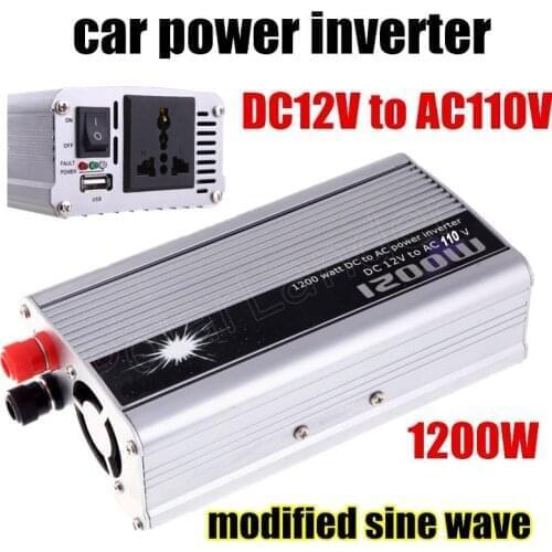 Car Power Inverter Converter 1200W DC 12V to AC 110V USB Adapter Voltage Transformer Chargers Modified Sine Wave