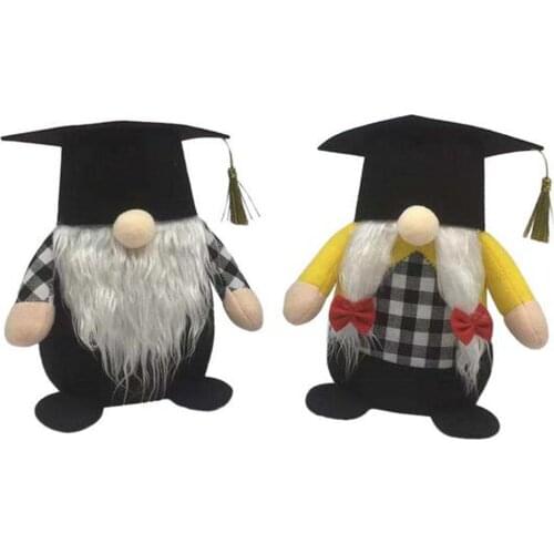 Faceless Gnome Dwarf Commemorative Plush Doll Uniform Big Bachelor Hat Long White Braid Graduation Season Gift For Students