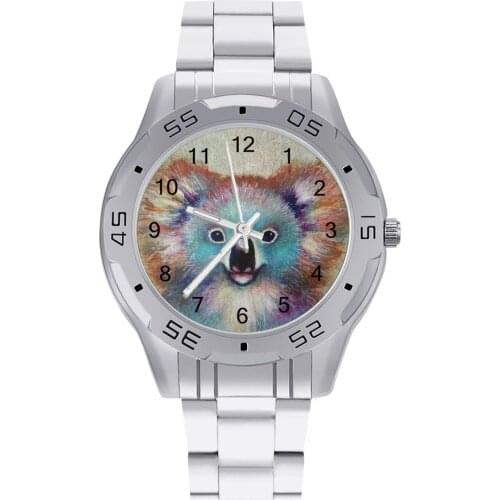 Koala Quartz Watch Silent Man Wrist Watch Photo Steel Office Photo Wristwatch