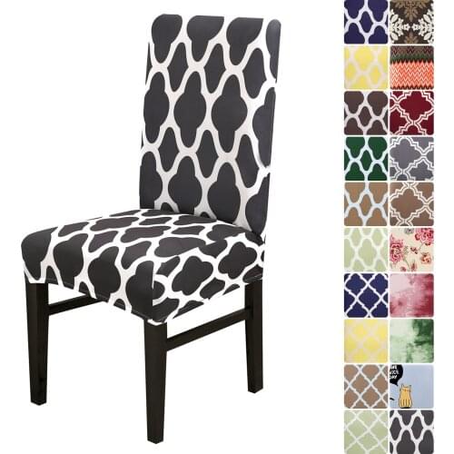 Printed Elastic Stretch Chair Cover Spandex Dinning Room Kitchen Chair Slipcovers Protector For Wedding Banquet Party 1/2/4/6PC
