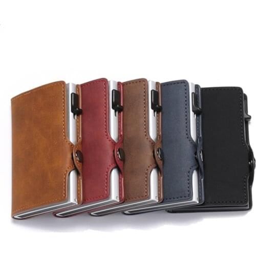2020 New Antitheft Card Holder Leather Men Women Anti-magnetic Bank Credit Card Holder Minimalist Wallet Business Case Pocket