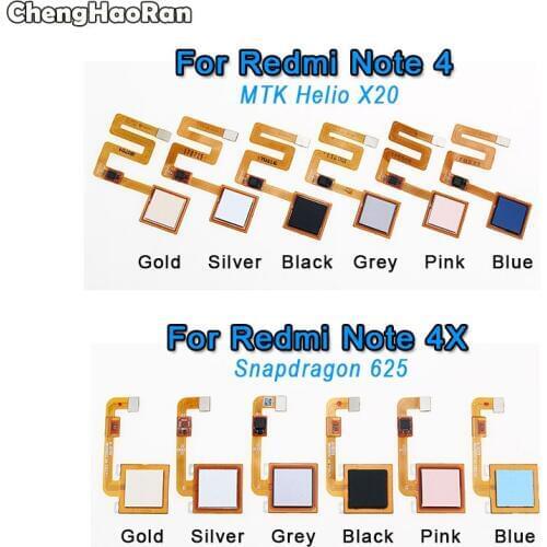 ChengHaoRan For Xiaomi Redmi Note 4/ 4 Global/ Note 4X Fingerprint Scanner Flex Cable Touch Sensor ID Home Button Return Ribbon