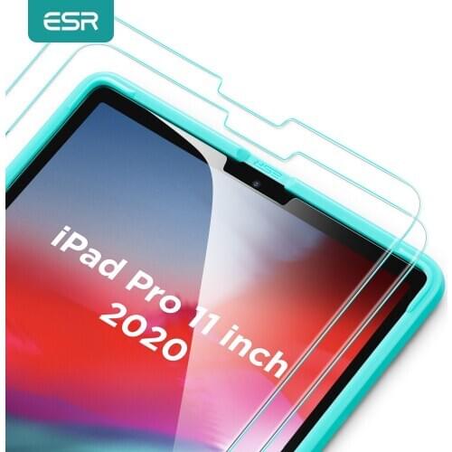 ESR 2PCS Tempered Glass for 2020 2018 iPad Pro 11'' 12.9'' 10.5" Inch 2nd 8/7 Generation Air 4/3 HD Clear Full Screen Film Glass