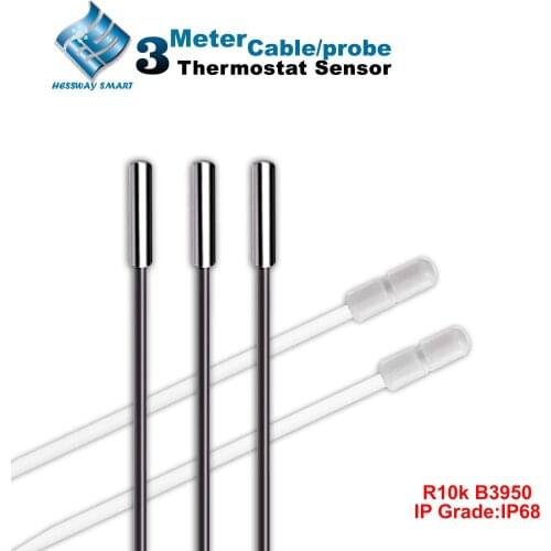 IP68 Temperature Sensor Probe Cable for NTC 10K B=3950 Floor Heating Thermostat Probe Pin Accuracy 0.5