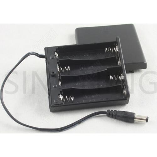 Arduino 6v AA battery holder box with cover switch DC head 2.1 * 5.5