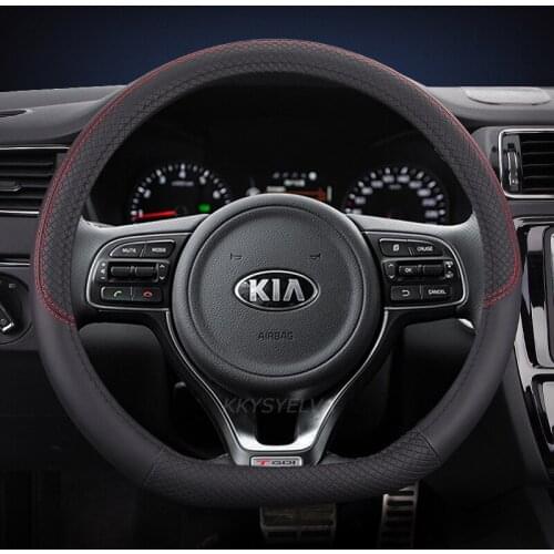 Leather Car Steering Wheel Cover for Kia Rio 2 3 4 X Line Kombi Sedan Auto Accessories Interior