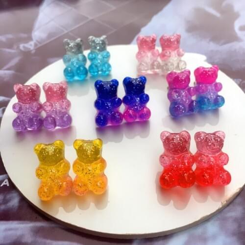 Cute Cartoon Gummy Bear Stud Earrings Colorful Candy-Colored Design Female Ear Stud Animal Jewelry Gift