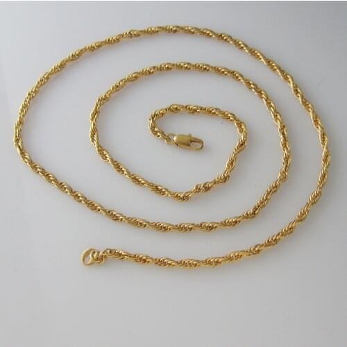 Min order 10$ 24" - YELLOW GOLD SOLID GP FILLED ROPE CHAIN NECKLACE/Great Gift/Great Money Maker
