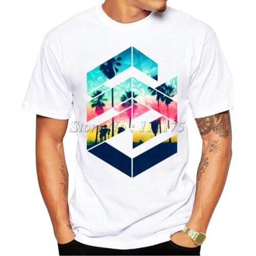 Mens 2019 Geometric Sunset Beach Design T Shirt Boy Cool Tops Hipster Printed Summer T-shirt