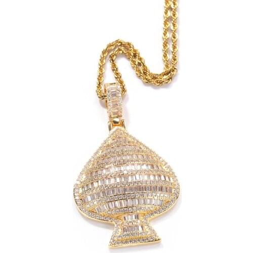 Hip Hop Mens Gold Color Square Zirconium Heart Necklace Fashion Pendant Clavicle Chain Hip Hop For Men