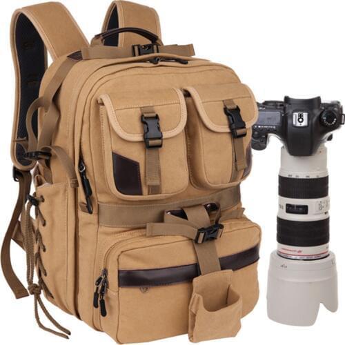 Professional Canvas Large Capacity Travel Backpack Bag Video Photo Tripod Case With Removable Inner Bag Rain Cover