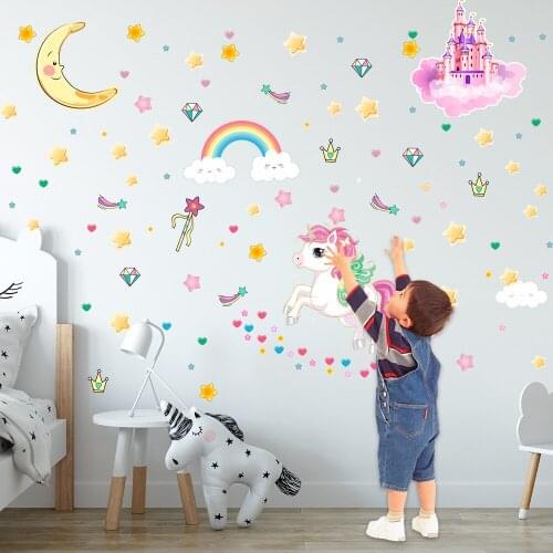 Castle Animal Rainbow Luminous Wall Stickers Baby Room Bedroom Decor Cartoon Wallstickers Home Decoration Art DIY Wallpaper
