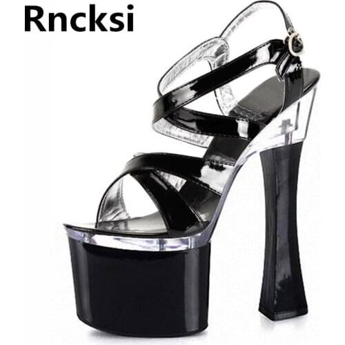 Rncksi Girls /Womens Summer Sexy Party Square Heels Shoes Women Sandals Patform 18cm High Heels Pole Dance Sandals