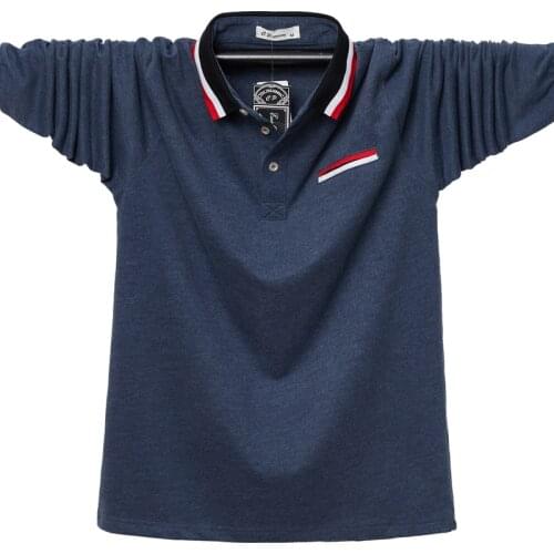 New Autumn Fashion Mens Long Sleeve Polo Shirts Stand Collar Male Solid Polo Shirt Plus Size 6XL Casual Business Mens Clothing