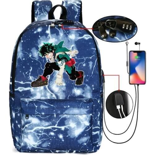My Hero Academia Deku Backpack Student Bag With Usb Charging Backpack With Lock