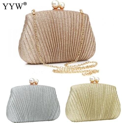 Clutch Bag Luxury Pleated Cloth Glitter Evening Bags Purses Clutch Evening Bags Crossbody Shoulders Women Wedding Party Handbag